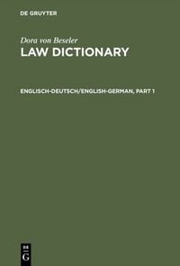 Produktbild: Dora von Beseler: Law Dictionary / Englisch-Deutsch/English-German