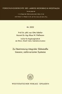 Produktbild: Zur Bestimmung integraler G&uuml;tema&szlig;e linearer, zeitinvarianter Systeme