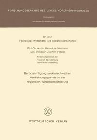 Produktbild: Ber&uuml;cksichtigung strukturschwacher Verdichtungsgebiete in der regionalen Wirtschaftsf&ouml;rderung