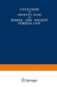 Produktbild: Catalogue of Important Books on Roman and Ancient Foreign Law