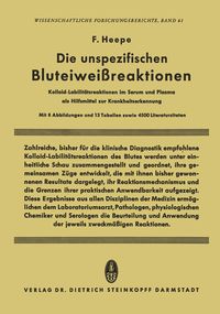 Produktbild: Die unspezifischen Bluteiweissreaktionen
