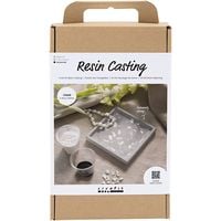 Produktbild: Creativ Company DIY Sets Formgie&szlig;en Kreativ Set Harzgie&szlig;en, Schwarz, Wei&szlig;, Quadratisches Tablett mit Terrazzo, Kreativ Box