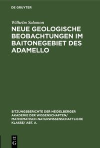 Produktbild: Neue geologische Beobachtungen im Baitonegebiet des Adamello