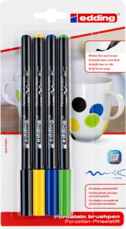 Produktbild: edding 4200 Porzellan Pinselstifte 1-4mm 4er Set