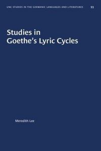 Produktbild: Studies in Goethe's Lyric Cycles