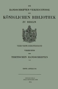 Produktbild: Verzeichnis der Tibetischen Handschriften der K&ouml;niglichen Bibliothek zu Berlin