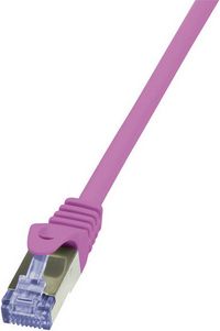 Produktbild: LogiLink CQ3059S RJ45 Patchkabel CAT 6a S/FTP 2.00 m Pink Flammwidrig, mit Rastnasenschutz 1 St.