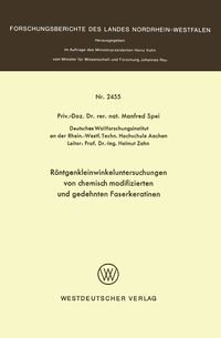 Produktbild: R&ouml;ntgenkleinwinkeluntersuchungen von chemisch modifizierten und gedehnten Faserkeratinen