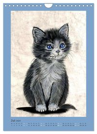 PortraiTierART Samtpfötchen (Wandkalender 2024 DIN A4 hoch), CALVENDO Monatskalender