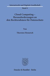 Produktbild: Cloud Computing - Herausforderungen an den Rechtsrahmen f&uuml;r Datenschutz.