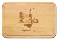 Produktbild: Buchenholz Schneidebrett 30x20cm, Motiv Hamburg