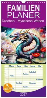 Produktbild: Familienplaner 2027 - Drachen - Mystische Wesen mit 5 Spalten (Wandkalender, 21 x 45 cm) CALVENDO