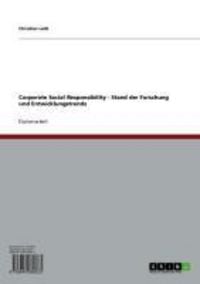 Produktbild: Corporate Social Responsibility - Stand der Forschung und Entwicklungstrends