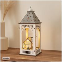 Produktbild: HTI-Living LED Holzlaterne mit Kirche und Figuren Weihnachtsdeko mit 8 LEDs