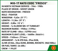 COBI Historical Collection 2424 - MiG-17 NATO Code Fresco, Jagdflugzeug, Vietman War, 577 Klemmbausteine
