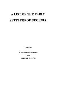 Produktbild: List of the Early Settlers of Georgia