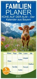 Produktbild: Familienplaner 2027 - K&Uuml;HE AUF DER ALM &ndash; Der Kalender aus Bayern mit 5 Spalten (Wandkalender, 21 x 45 cm) CALVENDO