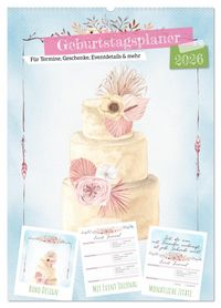Produktbild: Geburtstagsplaner Boho Blau - F&uuml;r Termine, Geschenke, Eventdetails & mehr (Wandkalender 2026 DIN A2 hoch), CALVENDO Monatskalender