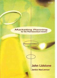 Produktbild: Lidstone, J: Marketing Planning for the Pharmaceutical Indus