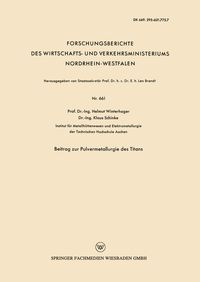 Produktbild: Beitrag zur Pulvermetallurgie des Titans
