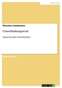 Produktbild: Umwelthaftungsrecht