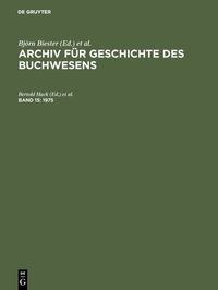Produktbild: Archiv f&uuml;r Geschichte des Buchwesens / 1975