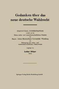 Produktbild: Gedanken &uuml;ber das neue deutsche Wahlrecht