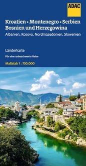 Produktbild: ADAC L&auml;nderkarte Kroatien, Montenegro, Serbien, Bosnien und Herzegowina 1:750.000