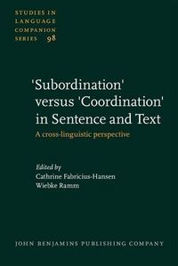 Produktbild: 'Subordination' versus 'Coordination' in Sentence and Text