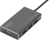Produktbild: Digitus DA-70240-1 USB-Hub 4 Port USB-A USB 3.0 5 GBit/s mit Aluminiumgeh&auml;use Schwarz DA-70240-1