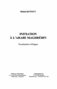 Produktbild: Initiation a l'arabe maghrebin: vocabul