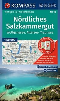 Produktbild: KOMPASS Wanderkarte 18 N&ouml;rdliches Salzkammergut, Wolfgangsee, Attersee, Traunsee 1:50.000