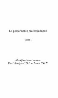 Produktbild: La Personnalite Professionnelle