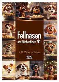 Produktbild: Fellnasen am K&uuml;chentisch - 12 KI-Motive mit Hunden (Wandkalender 2026 DIN A3 hoch), CALVENDO Monatskalender