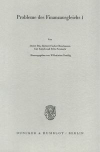 Produktbild: Probleme des Finanzausgleichs I.