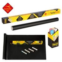 Produktbild: Idena Tafelfolie inkl. 4 Kreiden sortiert selbstklebend schwarz 45x200cm