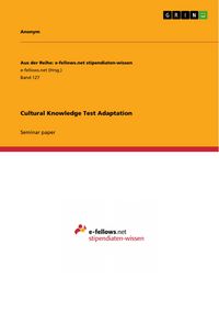 Produktbild: Cultural Knowledge Test Adaptation