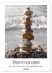 Produktbild: Steinmanderl - Der Steinm&auml;nnchen Geburtstagskalender (Wandkalender 2026 DIN A2 hoch), CALVENDO Monatskalender