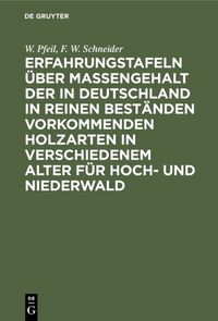 Produktbild: Erfahrungstafeln &uuml;ber Massengehalt der in Deutschland in reinen Best&auml;nden vorkommenden Holzarten in verschiedenem Alter f&uuml;r Hoch- und Niederwald