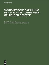Produktbild: Privatrecht. Erste Abtheilung