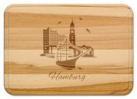 Produktbild: Buchenholz Schneidebrett 35x25cm, Motiv Hamburg