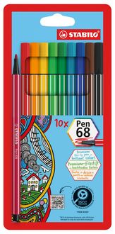 Produktbild: STABILO Premium-Filzstift -   Pen 68 - 10er Pack - mit 10 verschiedenen Farben