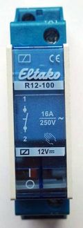 Produktbild: Eltako R12-100-12V DC Schaltrelais Nennspannung: 12 V Schaltstrom (max.): 8 A 1 Schlie&szlig;er 1 St.