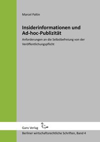 Produktbild: Insiderinformationen und Ad-hoc-Publizit&auml;t