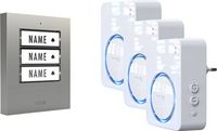 Produktbild: m-e modern-electronics 100168 Funkklingel Komplett-Set beleuchtet, klangaktiv, mit Bewegungsmelder, mit Namensschild