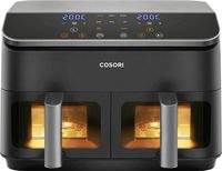 Produktbild: Cosori Doppel-Hei&szlig;luftfritteuse CAF-R901-AEU Hei&szlig;luft-Fritteuse 1.75kW Schwarz, Silber