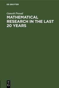 Produktbild: Mathematical Research in the last 20 years
