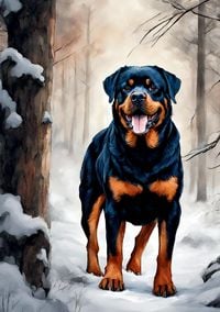 Produktbild: Hund Notizbuch Winterzeit Weihnachten Rottweiler mit 55 lustigen Motivationsspr&uuml;chen Lebensweisheiten Hundeliebe Geschenk Rottie Hunde
