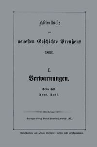 Produktbild: Aktenst&uuml;cke zur neuesten Geschichte Preu&szlig;ens 1863