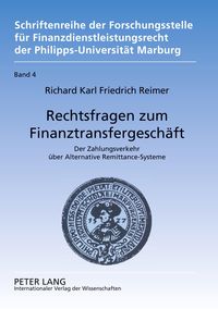 Produktbild: Rechtsfragen zum Finanztransfergesch&auml;ft
